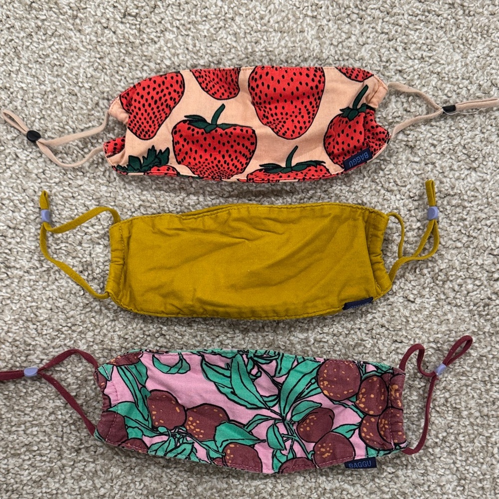 BAGGU Strawberry, Mustard, and Plum Face Masks